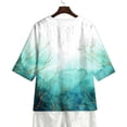 thumbnail image 5 of Linen Blouses for Women Summer V Neck 3/4 Sleeve T Shirts Vintage Floral Print Blouse Button up Tops Dressy Casual Vacation Outfits, 5 of 7