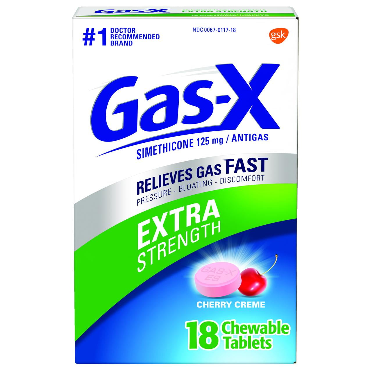 Gas-X Extra Strength Gas Relief Chewable Tablets, Cherry Creme, 18 ...