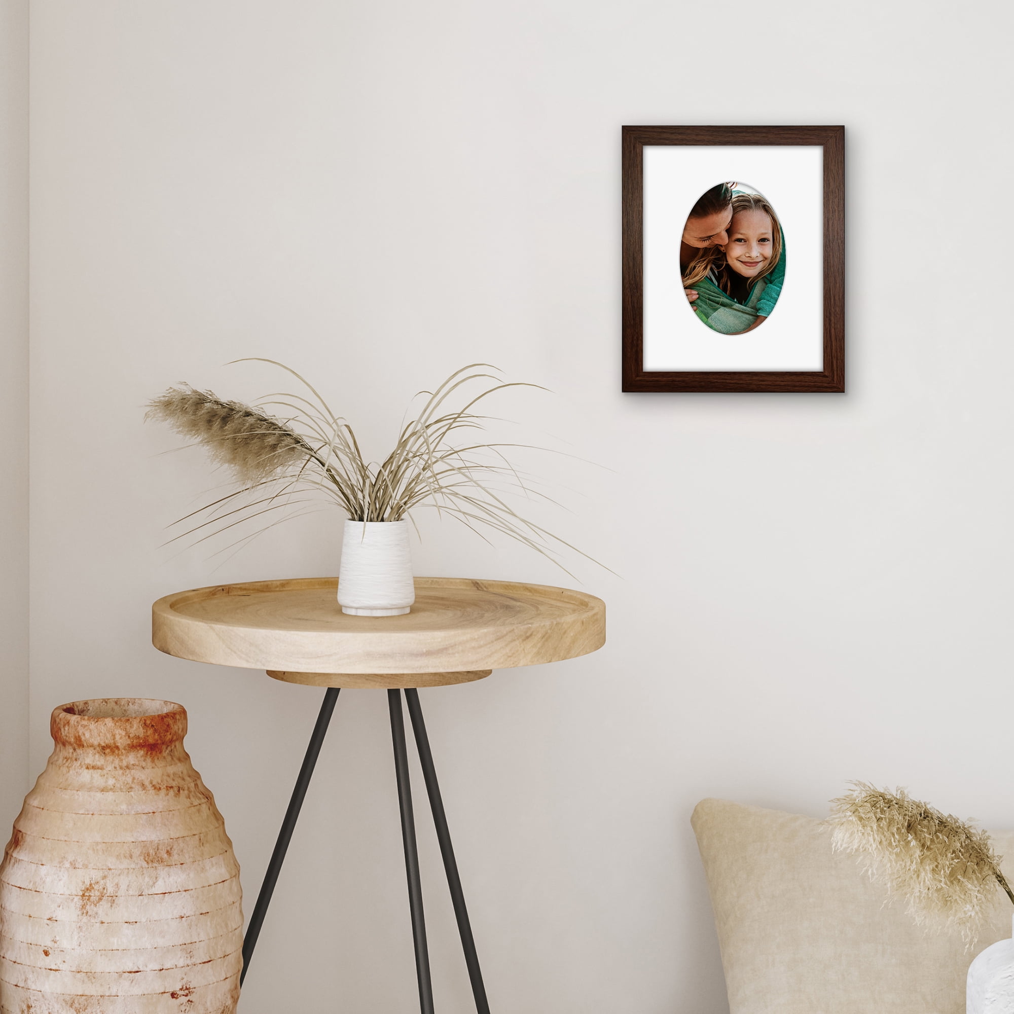 Americanflat 8" x 10" Picture Frame with Oval-Shaped Mat - Walnut