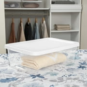 Sterilite 12 Quart Small Storage Bin, Clear Plastic Storage Container with Snap-On Lid, White