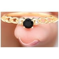 thumbnail image 4 of Rosec Jewels Black Spinel Promise Ring with Diamond Side Stones (0.50 CT, AAA Grade), 18K Yellow Gold, US 5.50, 4 of 8