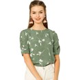 thumbnail image 1 of AllegK Top Floral Informal De ManCorFruncido PaMujer Verde XS, 1 of 6