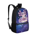 thumbnail image 2 of Binienty Galaxy Axolotl Print School Backpack for Kids 6-14, 17 Inch Large Capacity Bookbag with Adjustable Padded Straps, Multi Outer Pockets Casual Travel Daypack for School Trips, 2 of 6