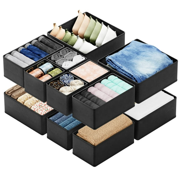SpaceAid Organizador de cajones para ropa, paquete de 12 contenedores organizadores para guardería, organización de armario y divisores de almacenamiento para ropa, ropa de bebé, ropa interior, calcet