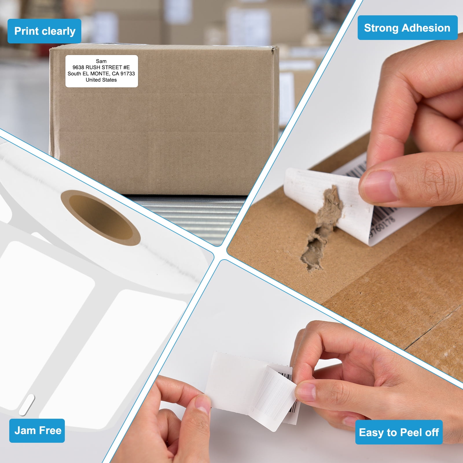 NineLeaf 3 Rolls Compatible for DYMO 30334 2-1/4 in x 1-1/4 in Direct Thermal Shipping Address Barcode Labels, 1000 Labels Per Roll