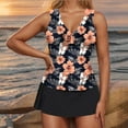thumbnail image 6 of dazeni Women's Tankini Swimsuits with Skirt Two-Piece Tummy Control Bathing Suits Floral Print V-Neck Swim Blouse Sets Swimwear Hot Pink X-Large, 6 of 7