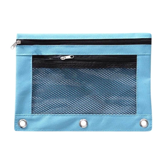 3 Ring Pencil Pouch, Zippered Pen Case, Clear View Window Storage Organizer, Durable Metal Zipper, Dual Compartment Design, Fits Standard 3-Ring Binders, Portable and Lightweight