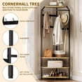 thumbnail image 4 of Bingirl Corner Coat Rack With Shoe Bench and 6 Double Hooks Corner Hall Tree Clothes Rack With Storage Hall Tree With Organizer Shelf for Entryway Hallway Closet (02 Rustic Brown), 4 of 8