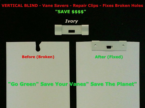 10 Pack VERTICAL BLIND Vane Saver ~ Ivory Curved Repair Clips ~ Fixes Broken Holes