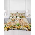thumbnail image 2 of Quilts Twin Size Bedding Set, Cute Puppy Sunflowers Lightweight Quilted Comforter, Farmhouse Eucalyptus Retro Beige Soft Reversible Bedspread Coverlet with Pillow Covers for All Season, 68" x 86", 2 of 7