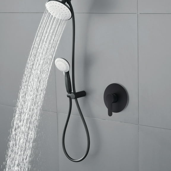 Single Function Shower Handle Valve Bathroom Trim Kit Rough-In Valve Single Handle Tub Shower Valve Mixer Kit Black