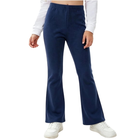 Jalioing Girls Flare Leg Sweatpants Elastic Waist Solid Color Slim Workout Pants Fall Winter Casual Sport Trousers