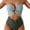 Green Color Block, variant on Women's One Piece Swimsuit Tummy Control High Waisted Bathing Suit with Ring Linked & Cutout, Sexy Monokini Swimwear, Green