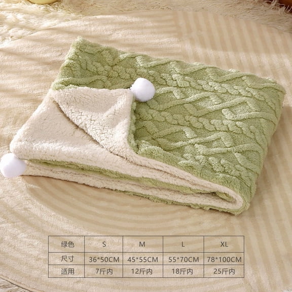 Mictong pet solid color blanket, 17.72 * 21.66 inches warm blanket, washable pet blanket, soft pet blanket, pet sofa blanket, suitable for pet home decoration, size M, 1 piece, green
