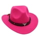 thumbnail image 3 of Sombrero de vaquero occidental para niños y niñas, accesorio de fotos informal para fiestas de compromiso y bodas de verano Rosa roja, 3 of 9