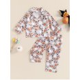 thumbnail image 3 of Elippeo Little Girls Halloween Pajamas Set, Pumpkin Print Long Sleeve Button Down Tops Elastic Waist Pants 2 Piece Set for Fall 12 18 24 Months 3 4 5 Years, 3 of 8