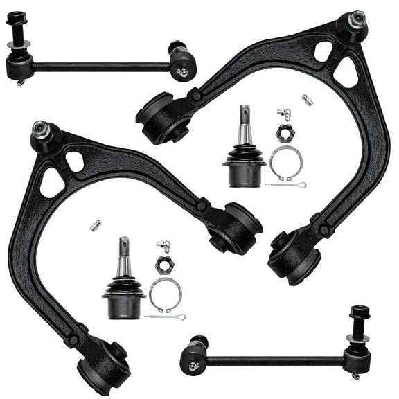 Detroit Axle - Front Upper Control Arms for RWD 2005-2019 Chrysler 300 Dodge Charger Magnum Challenger, 2 Upper Control Arms w/Ball Joints, 2 Lower Ball Joints, 2 Sway Bars Replacement