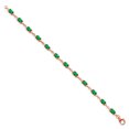 thumbnail image 3 of Gem Stone King 18K Rose Gold Plated Silver Green Nano Emerald and White Moissanite Tennis Bracelet for Women (5.71 Cttw, Gemstone Birthstone, Oval 6X4MM, 7.5 inch), 3 of 5