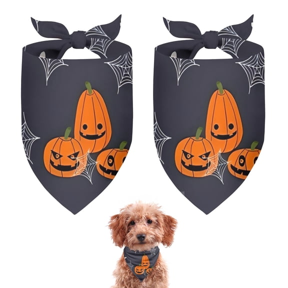 Dog Bandana 2 Pack,Halloween Pumpkins Ghosts and Spider Webs Bandanas for Dogs,Cat Bandana,Small/ Large Dog Bandana 2 Size,Dog Bandanas Girl Boy