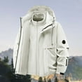 thumbnail image 2 of Mens Outerwear Jackets Pure Color Fake Two Layers Drawstring Hooded With Pockets Mens Fall Coats,White,S, 2 of 4