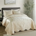 thumbnail image 3 of Home Soft Things 3 Piece Quilted Satin Bedspread Set - Queen 96"x96" - Champagne, 3 of 13