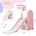 thumbnail image 3 of Indoor & Outdoor 4 in 1 Toddler Climber and Slide Set With Slide, Climbing Ramp, Basketball Hoop and Hidden Space for Toy Storage, Children's Playground Climber Slide Playset, Smooth & Safe, Pink, 3 of 9