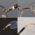 thumbnail image 6 of Men Business Gold Reading Glasses 3.00, Rimless Brown Lenses Tortoiseshell Temple Anti Blue Light Rectangular Readers +3.00 Strength, 6 of 6