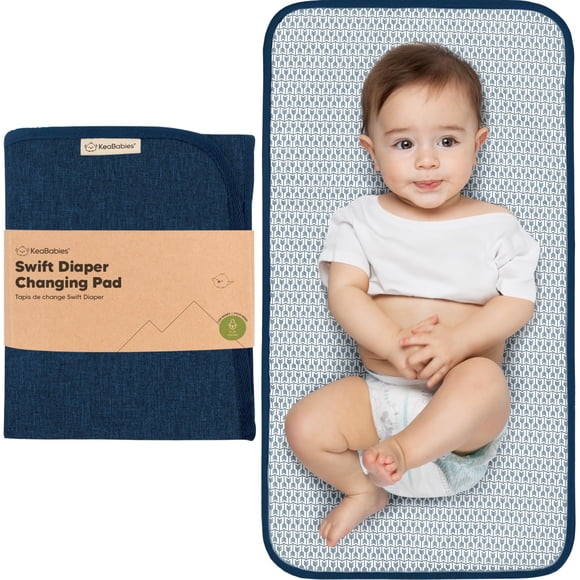 Cambiador de pañales portátil KeaBabies Easy Clean, azul marino