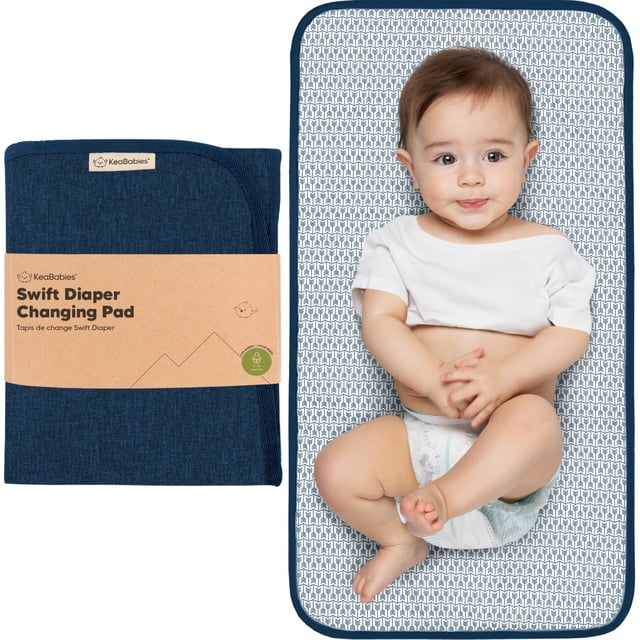 Cambiador de pañales portátil KeaBabies Easy Clean, azul marino