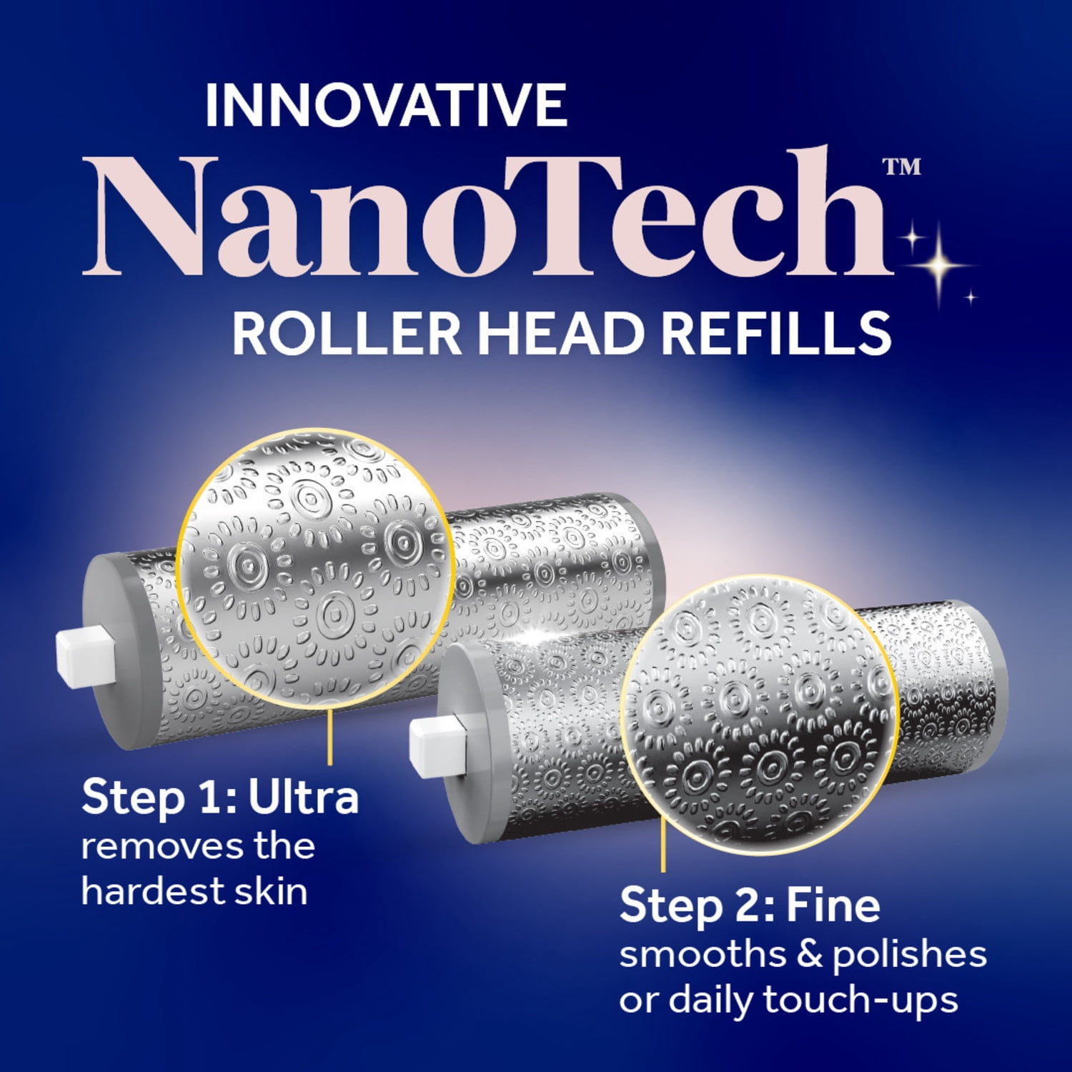 (2 pack) Dr. Scholl’s NanoTech Roller Replacement Heads for Pedi Perfect Pro Electronic Foot File - Mixed Pack