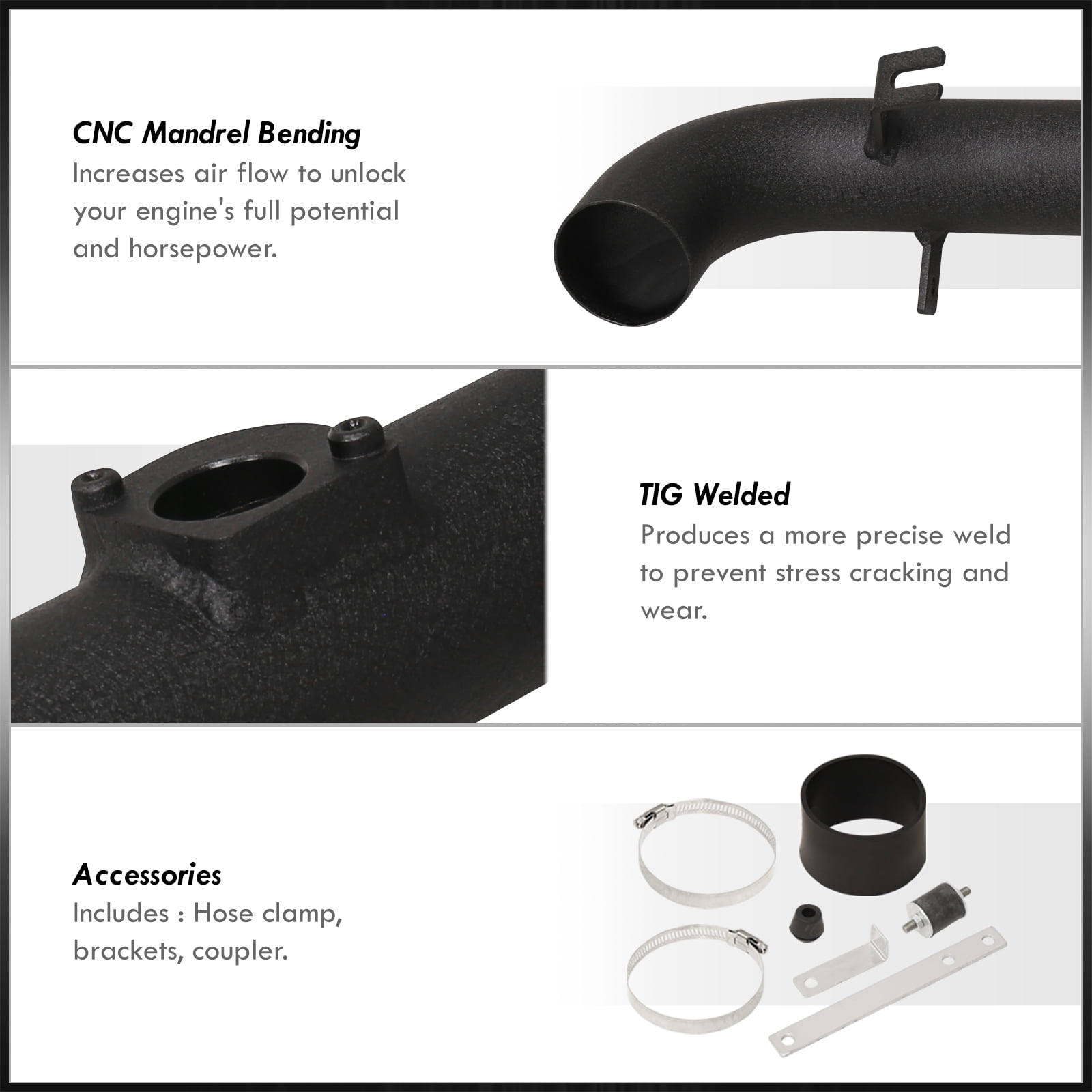 AJP Distributors Cold Air Short Ram Intake CAI SRI Induction System Black Aluminum Piping + Filter Compatible/Replacement For Toyota Yaris 1.5L Engine 2006 2007 2008 2009 2010 2011 06 07 08 09 10 11