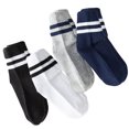 thumbnail image 3 of Calcetines de dos rayas para niños Calcetines de algodón suave de corte bajo para niños pequeños Calcetines de tubo atléticos para niños Niños Niñas M 14‑17 cm para 3‑6 años, 3 of 5