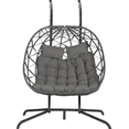 thumbnail image 6 of LEGAHOME 2-Person Wicker Egg Chair, Double Rattan Egg Chair with Stand and Removable Cushion, Outdoor Indoor Swing Hammock Chair Hanging Basket Chair for Patio Balcony Porch, Dark Gray, 6 of 8