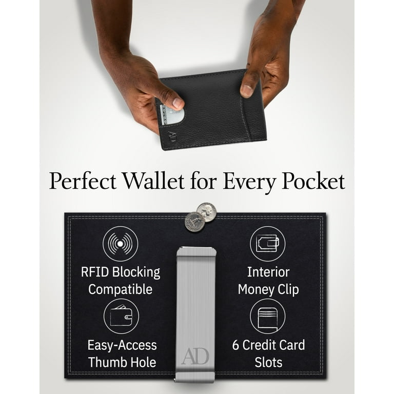 Men's Slim Wallet Money Clip Rfid Blocking Pocket Bifold Wallet