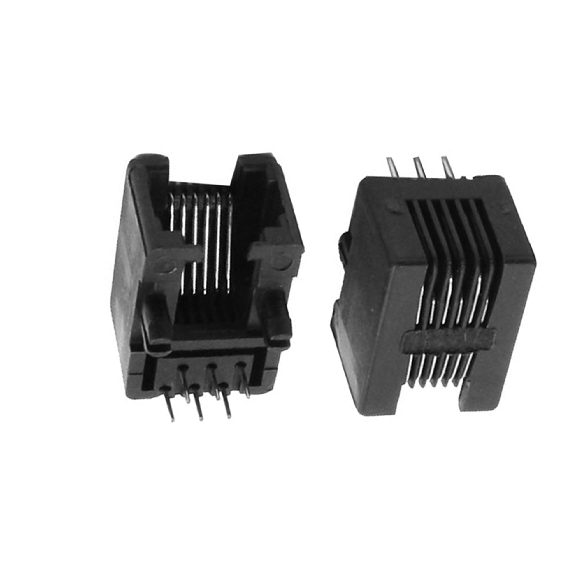 5pcs RJ11 PCB Mount Black Modular Phone Jack 6P6C Telephone Socket Connector