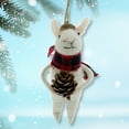thumbnail image 2 of THE JOY TREE White Mouse Ornament with Buffalo Check Scarf - Wool Holiday Decoration, 2 of 5