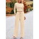 thumbnail image 4 of Conjunto de 2 Piezas para Mujer PRETTYGARDEN Top Corto de Manga Larga y Pantalones Beige Talla S, 4 of 8