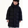 thumbnail image 4 of Parkas de manga larga de invierno para niños y niñas, de color sólido, gruesas, con capucha, cálidas, de plumón medio a largo, para niños, tops de algodón para niños, 4 of 6