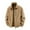 Khaki, variant on hoksml Men's Plus Size Solid Color Fleece Lined Jacket Full Zip Windproof Stand Collar Outdoor Coat with Pockets Casual Hiking Zip-Up Insulator Outwear M-5XL