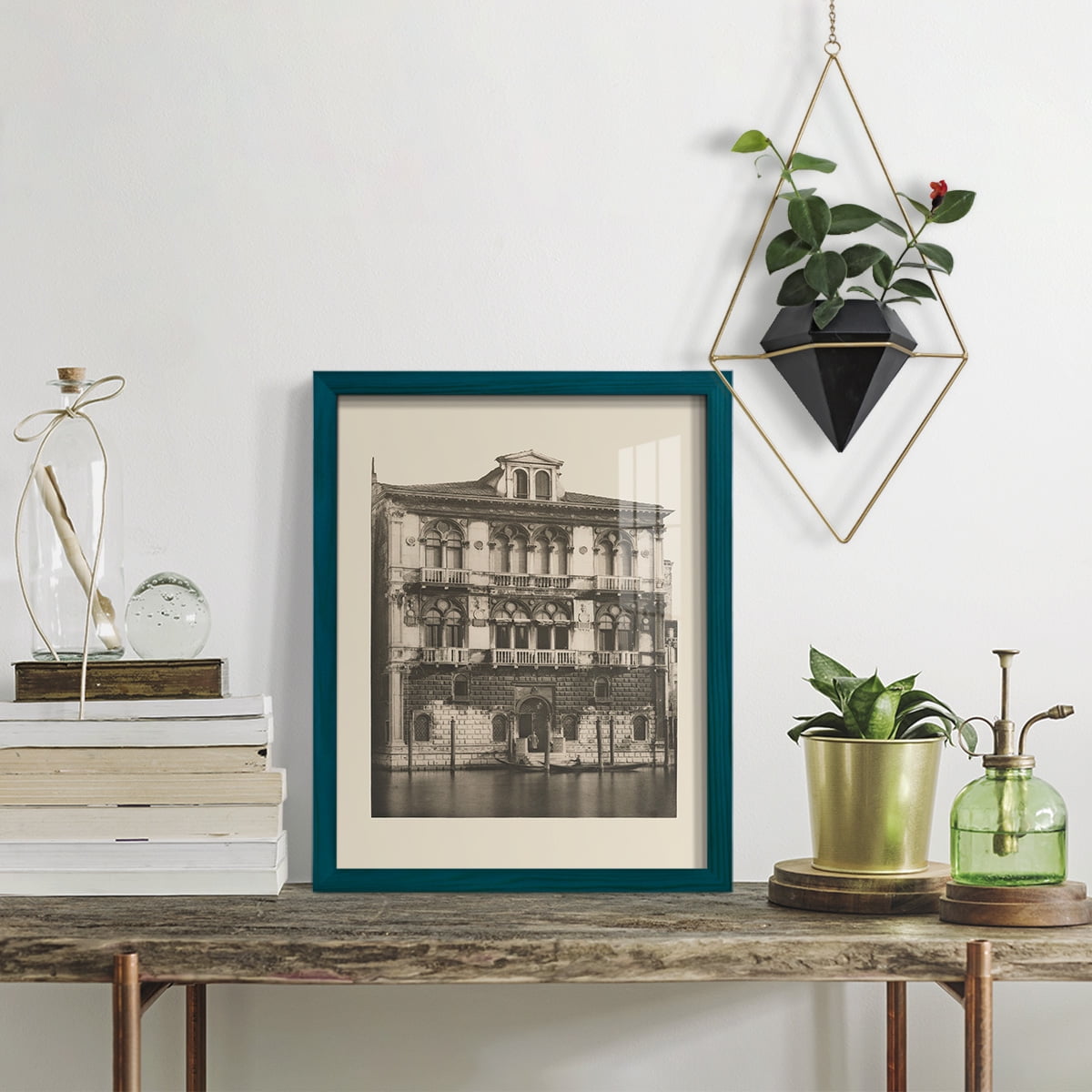 Vintage Views of Venice II - Framed Print w/glass - Ocean Blue