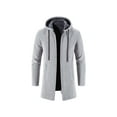 thumbnail image 3 of YODETEY Men'S New Autumn Long Casual Solid Color Hooded Knitted Cardigan Jacket Gray XXXL, 3 of 8