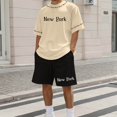 thumbnail image 2 of SHIXIAOO Costumes pour Hommes Tenues Décontractées pour Usage Quotidien Ensemble T-Shirt Col Rond Élégant avec Design Imprimé pour Mode de Rue en Été Kan Sui Ensemble Veste et Pantalon Slim Fit 3 Pcs, 2 of 4