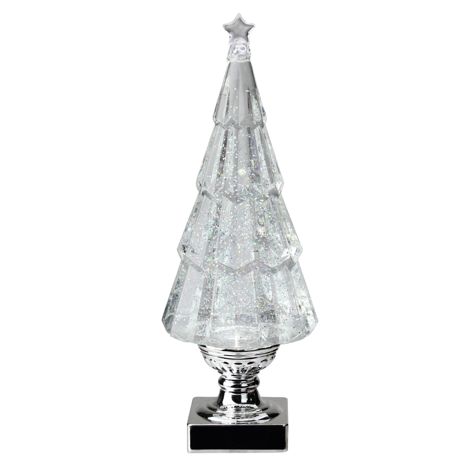 13.75" LED Lighted Swirling Glitter Tree Christmas Snow Globe