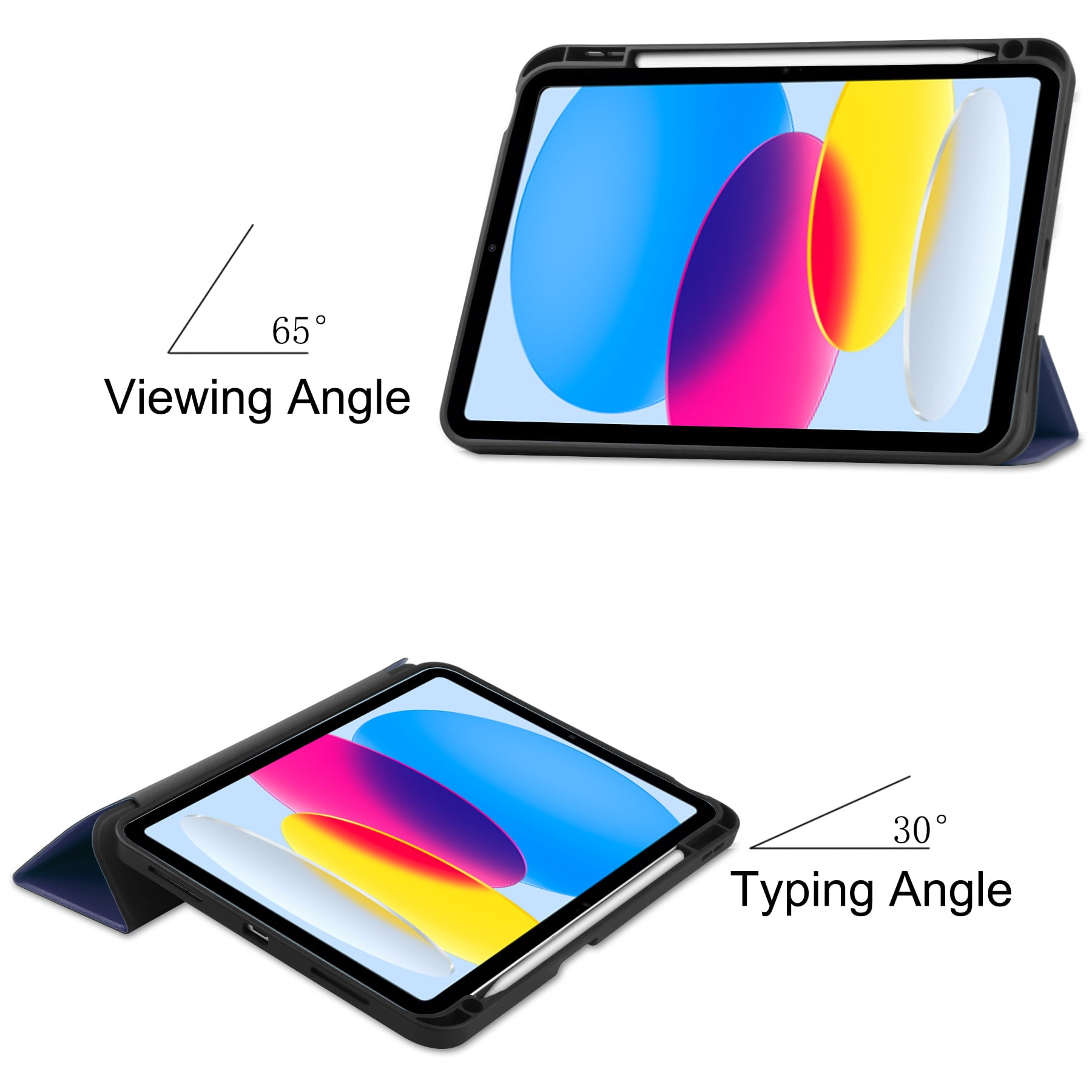 Feishell Fit for Apple iPad 10th Gen 10.9 inch 2022 Smart Case, Built-in Pencil Holder,Auto Sleep/Wake,Luxury PU Leather Magnetic Flip Tri-fold Stand Slim Thin Protective Cover,Darkblue