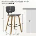 thumbnail image 3 of Set of 4 Counter Height Bar Stools with PU Leather Upholstery, Ergonomic Design and Mid Century Modern Style, 3 of 9