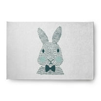 Simply Daisy 4' x 6' Ocean Abyss Green Monochrome Bunny Easter Chenille Indoor/Outdoor Rug