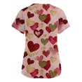 thumbnail image 4 of Stichou Valentines Scrub Tops for Women Plus Size Love Heart Print Funny Short Sleeve Nurse Working Uniforms Lightweight V Neck Workout Clothes with Pockets Light pink 5XL, 4 of 6