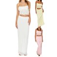 thumbnail image 3 of LMLYSoH Women’s Two Piece Summer Outfits Sleeveless Ruffle Hem Cami Tops and Long Skirt Set Beachwear, 3 of 9