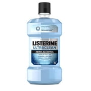 Listerine Ultraclean Zero Alcohol Tartar Control Mouthwash, Oral Rinse To Help Fight Bad Breath And Tartar, For Cleaner, Naturally White Teeth, Less Intense Arctic Mint Taste, 1 L