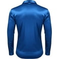 thumbnail image 3 of Mens Silk Shirts Long Sleeve-Luxury Shiny Silk Satin Party Dress Shirt Button Up Casual Muscle Fit for Men(Royal Blue,S), 3 of 5